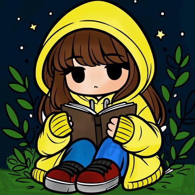 girl in oversized hoodie reading a book