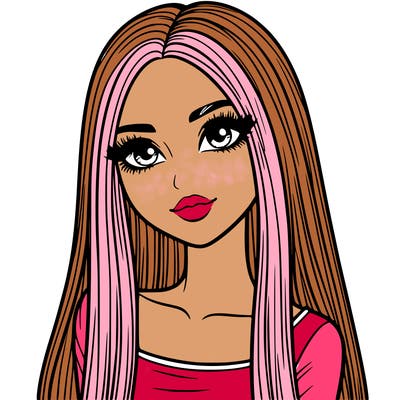 realistic girl with straight and long hair