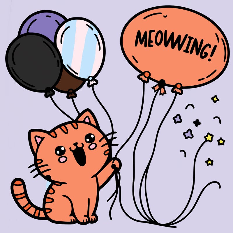 cat balloons meowing