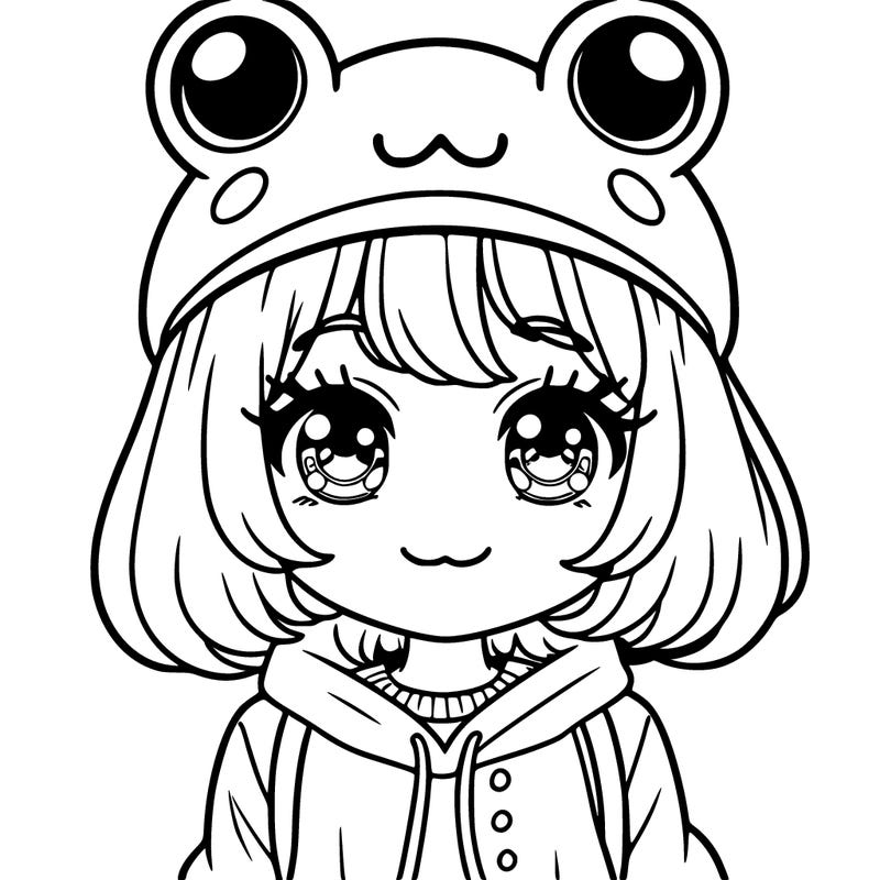 cute girl teenage with a frog hat