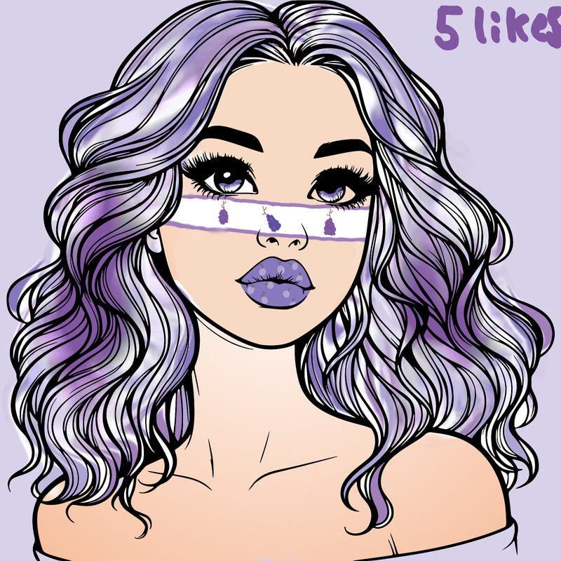 realistic girl with wavy hair and lips