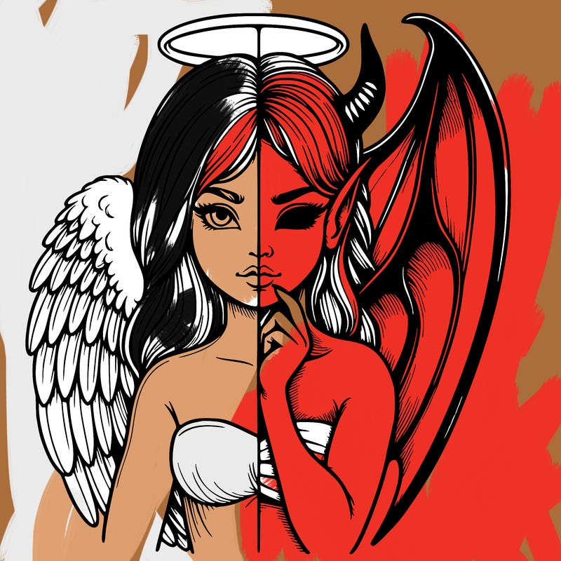 realistic angel half demon