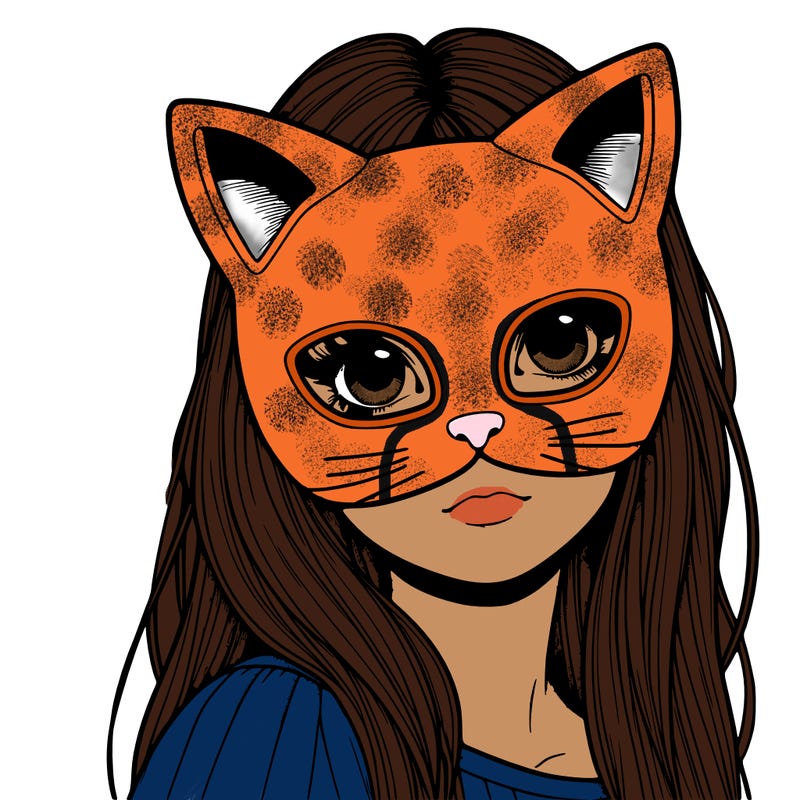 realistic girl with cat mask