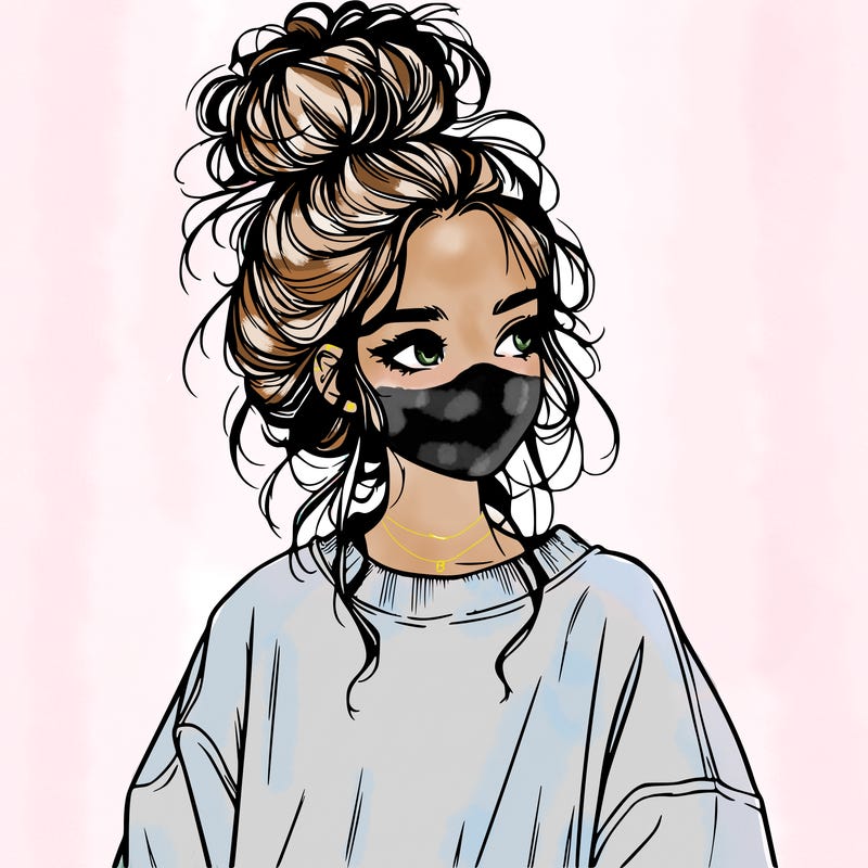 realistic girl with messy bun and oversized clothing