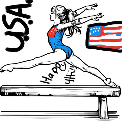 a realistic girl doing gymnastics on the beam