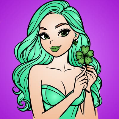 beautiful woman  carrying a clover