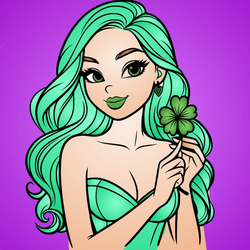 beautiful woman  carrying a clover