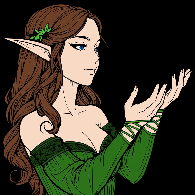 realistic elf girl doing magic