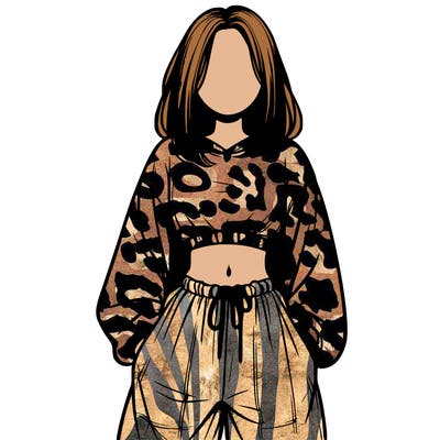 realistic girl faceless with baggy pants and a crop top