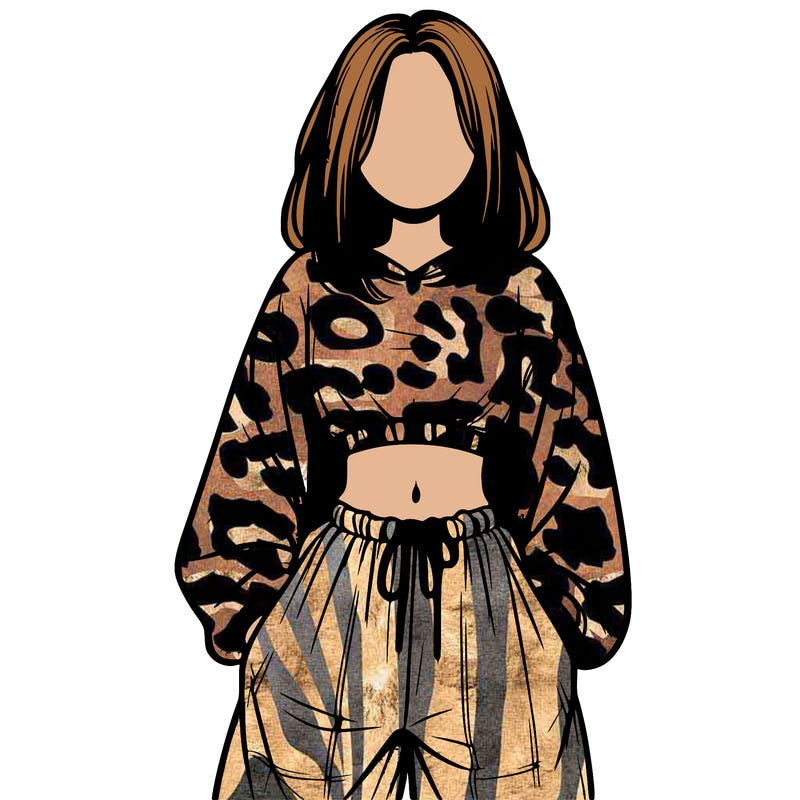 realistic girl faceless with baggy pants and a crop top