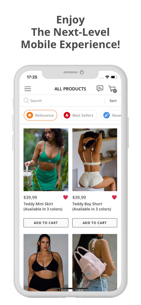 AVAL THEBRAND - AVAL THEBRAND mobile app interface showing minimal swimwear and apparel products with pricing and add to cart buttons