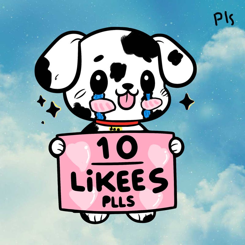 cute dog holding a sign saying 10 likes pls