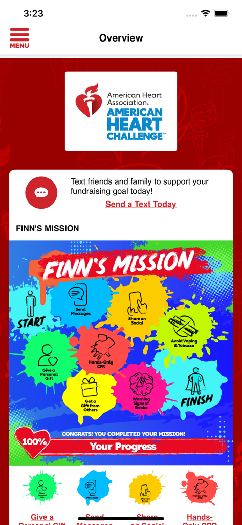 AHA Schools - AHA Schools app Finn's Mission fundraising progress tracker