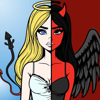 devil vs angel realistic girl