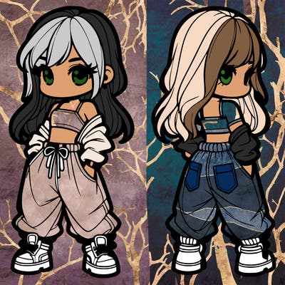 girl in crop top and baggy pants