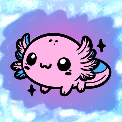 cute easy baby axolotl