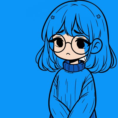 sad girl with glasses in a sweater