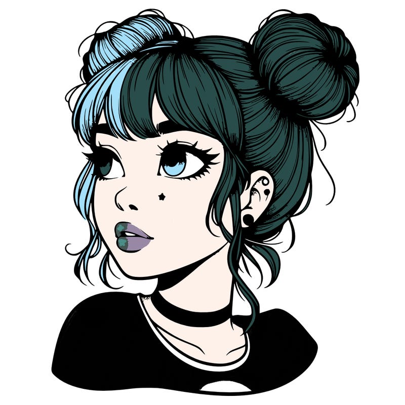 realistic girl with spacebuns
