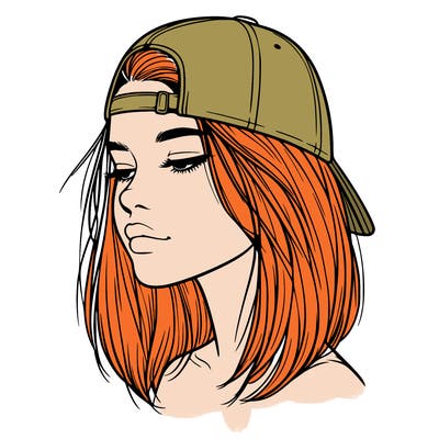 realistic  girl with a backwards hat