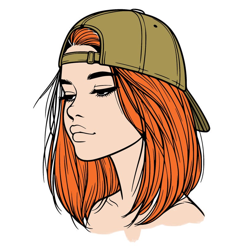 realistic  girl with a backwards hat