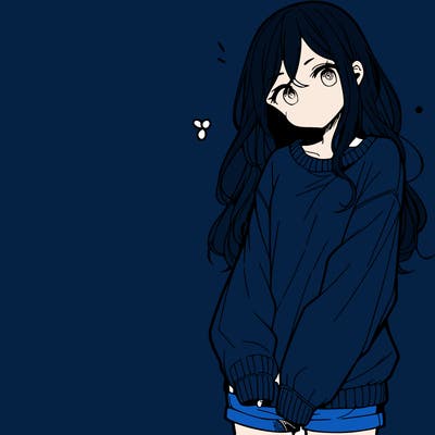manga teen girl  in a sweater and baggy pants