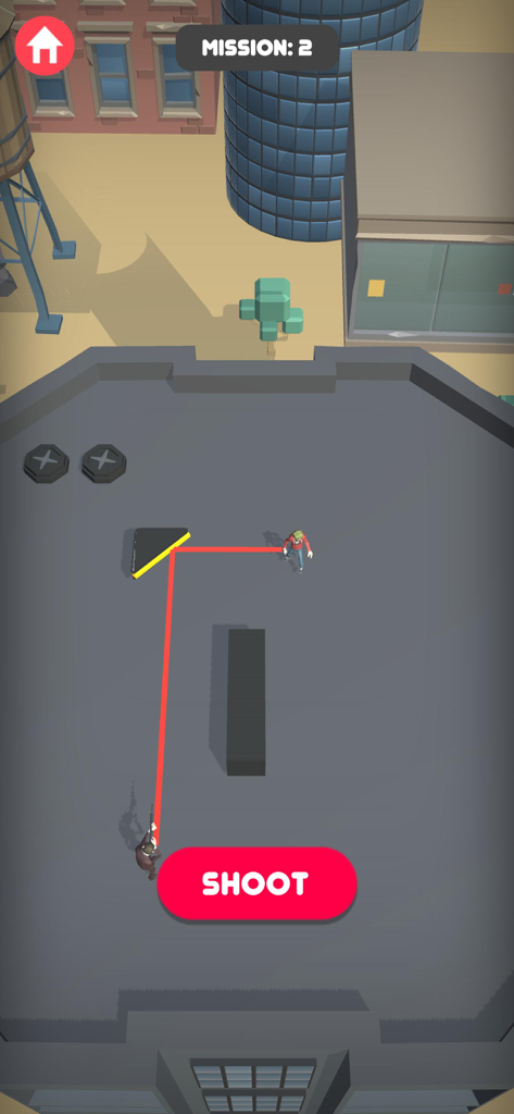 반사되는 레이저 샷이 있는 Host Part Hits 옥상 전술 전투