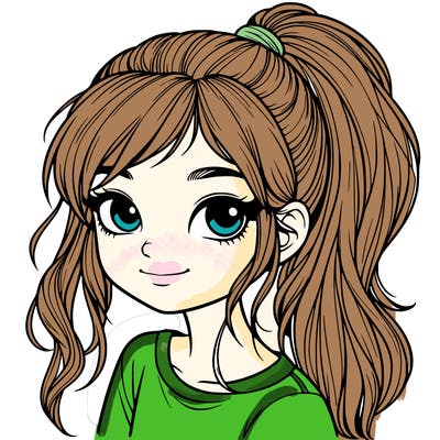 realistic girl with ponytail