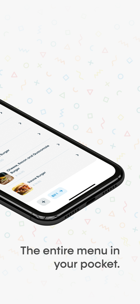 Munch Go mobile POS app showing a restaurant menu on an iPhone screen.