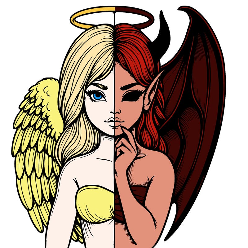 realistic angel half demon