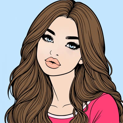 realistic girl with hair on her hair and lips