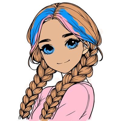 realistic girl with braids