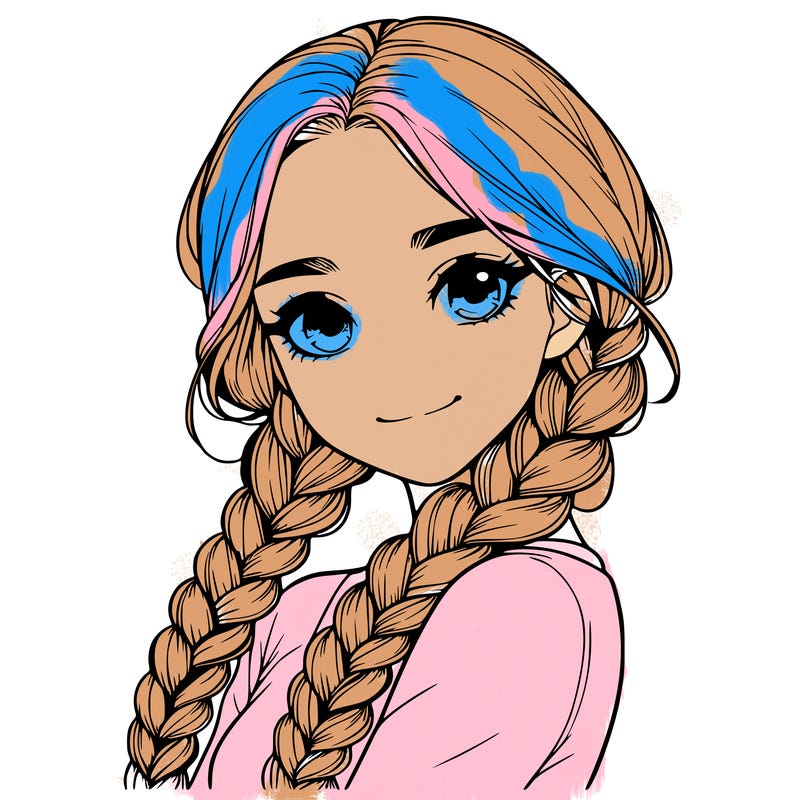 realistic girl with braids
