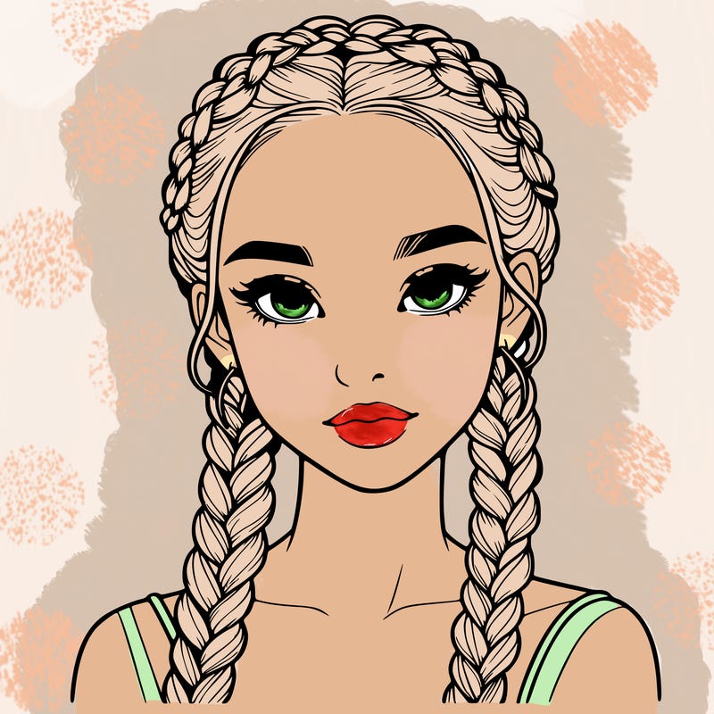 realistic girl with braids
