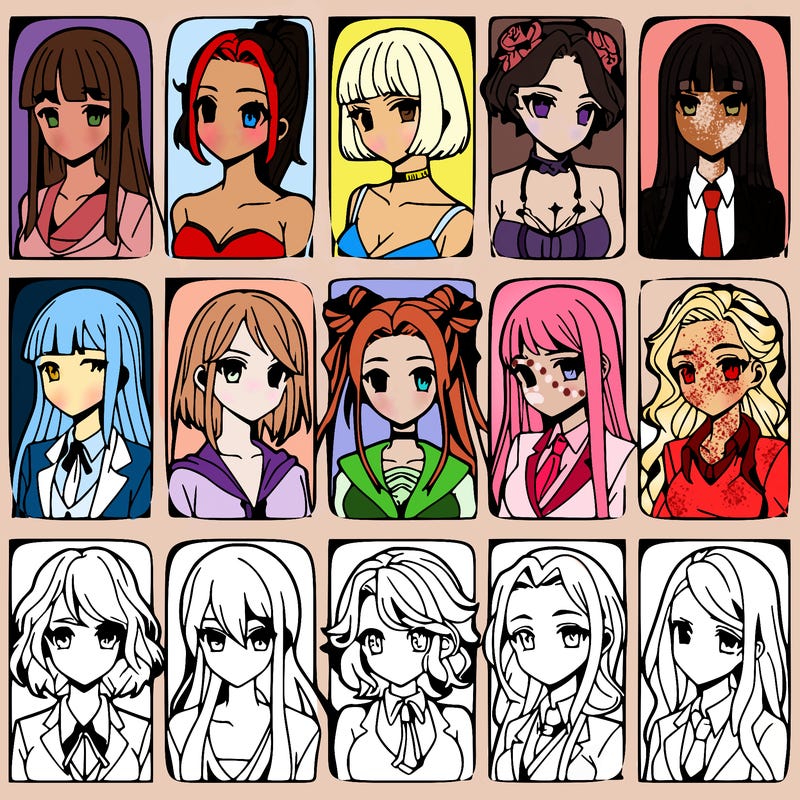 girls that look diffrent anime