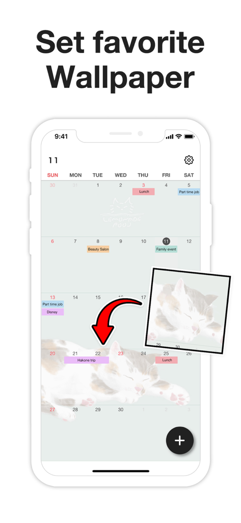 Personalizando la aplicación My Calendar con un fondo de foto personal.