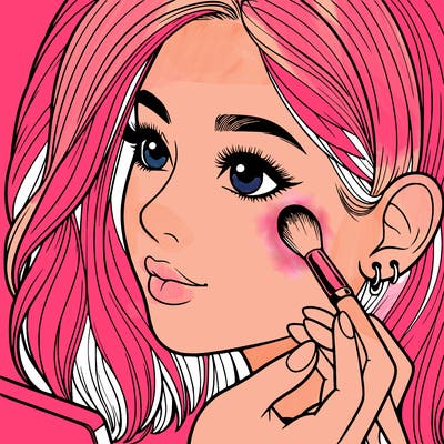 a realistic girl doing her makeup