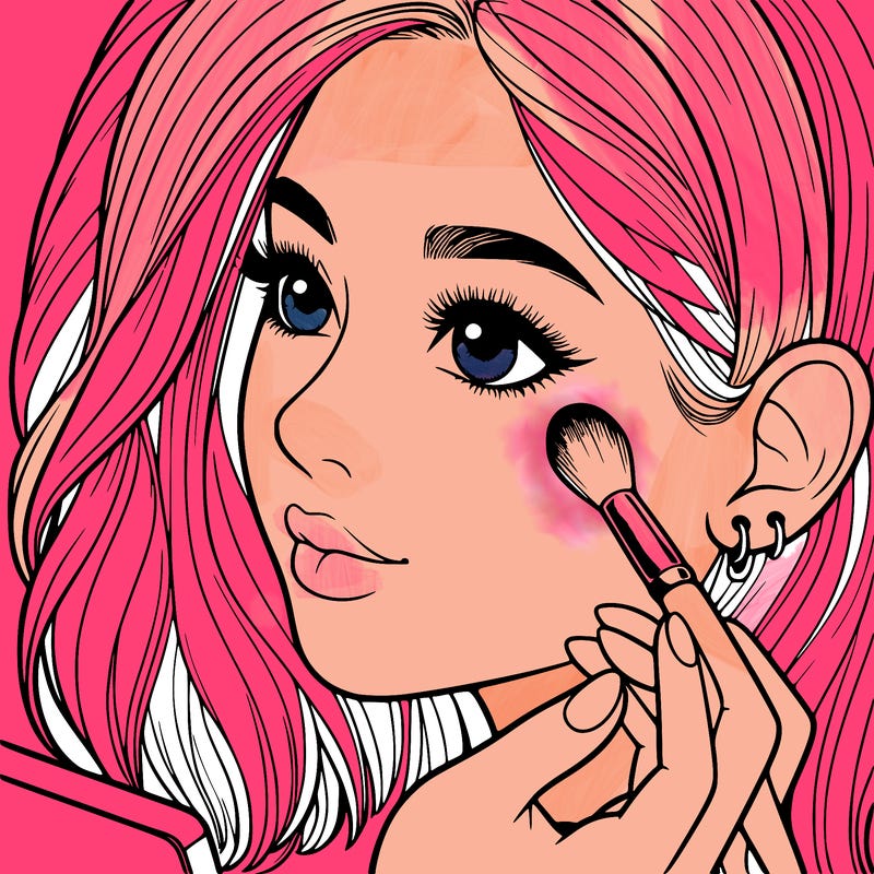 a realistic girl doing her makeup