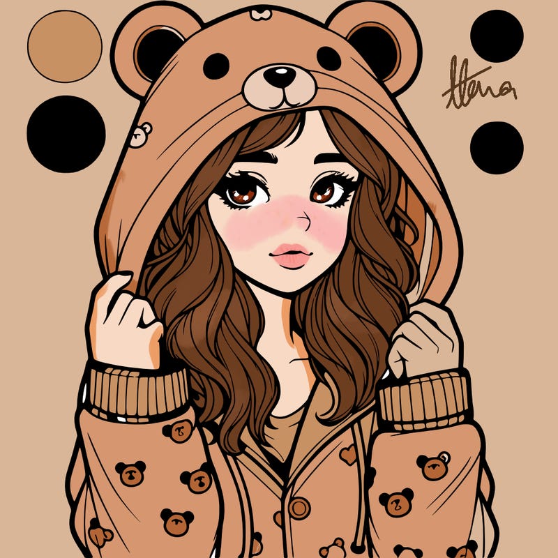 realistic girl in a animal pjs hoodie