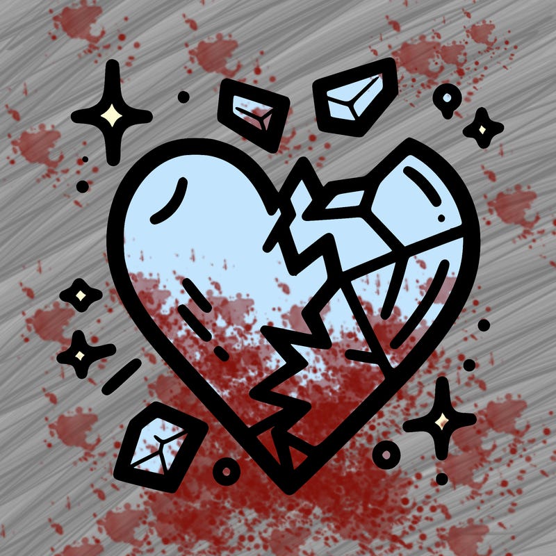broken heart with glass shards