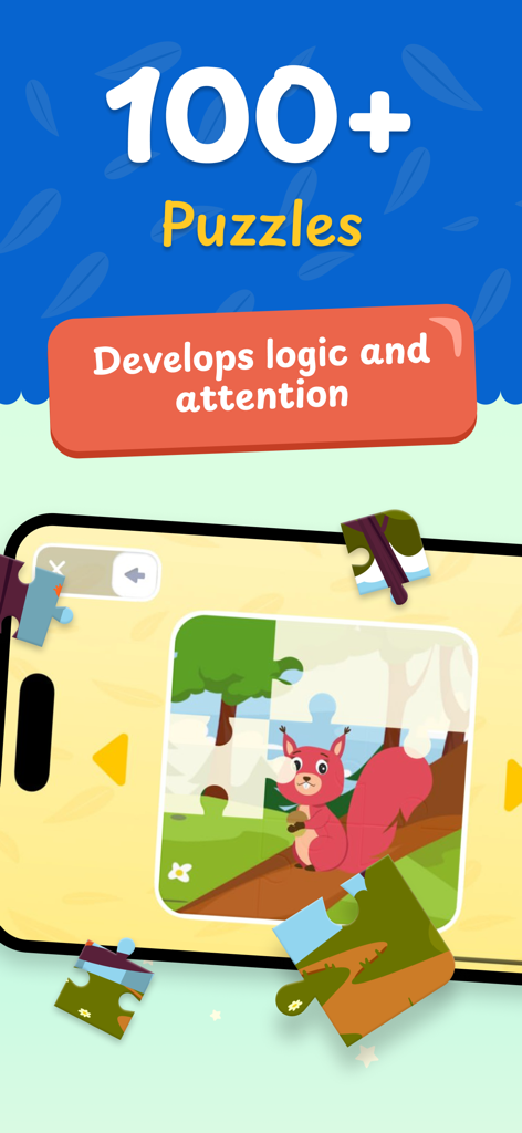 ABC. Learn Alphabet for Kids - Interactive squirrel puzzle to develop logic and attention for toddlers