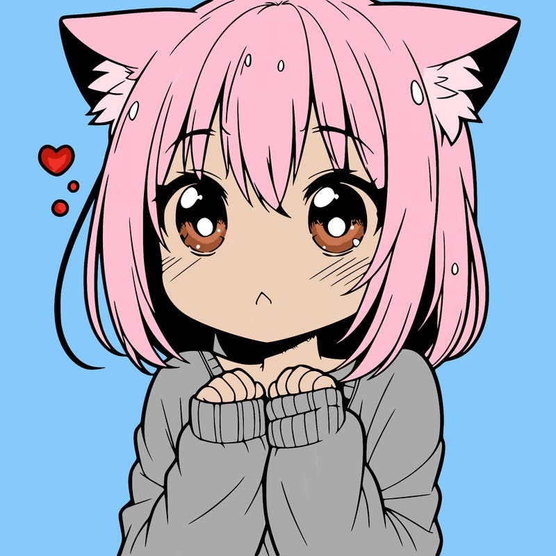 shy anime catgirl