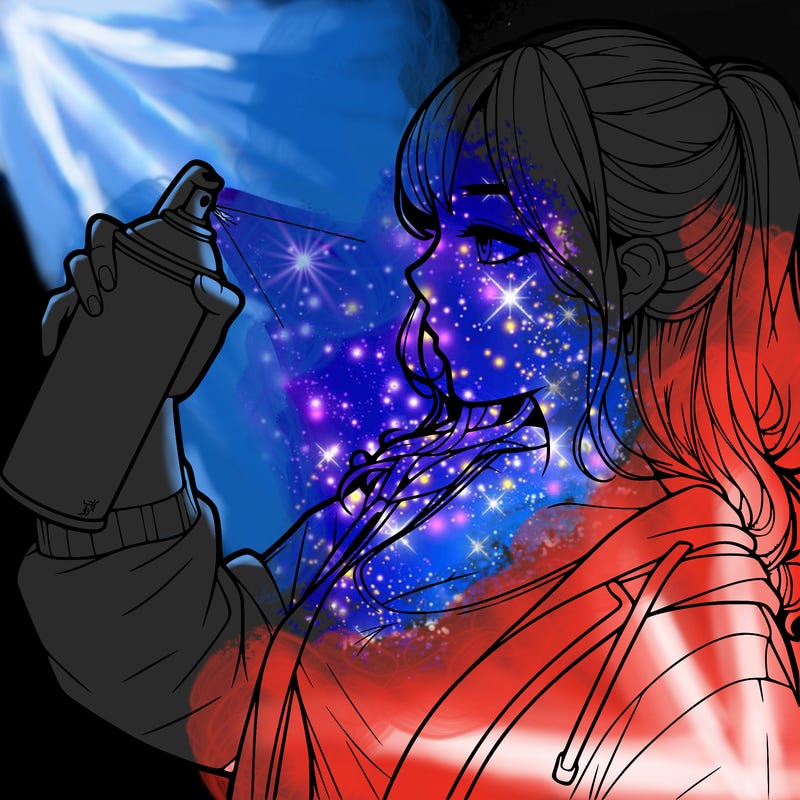 a realistic girl spray, painting