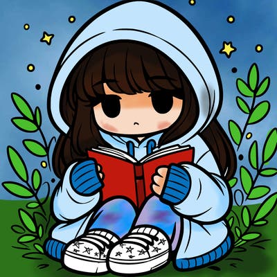 girl in oversized hoodie reading a book