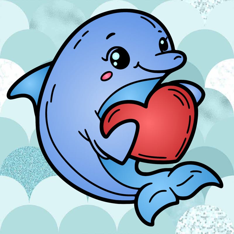 dolphin holding heart