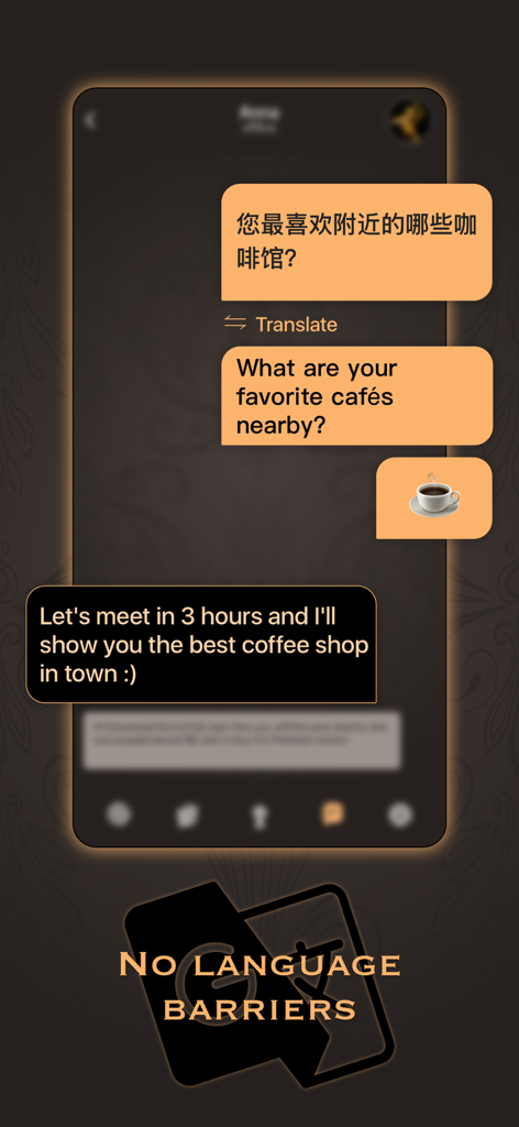LeClub - Luxury Dating App - LeClub luxury dating app chat interface showing real-time message translation to overcome language barriers