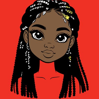 a realistic black girl with braids