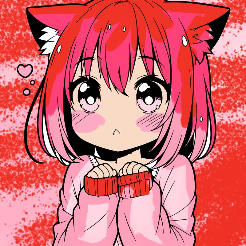 shy anime catgirl