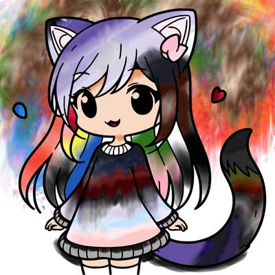 girl with cat ears and tail