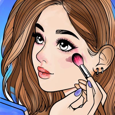 a realistic girl doing her makeup