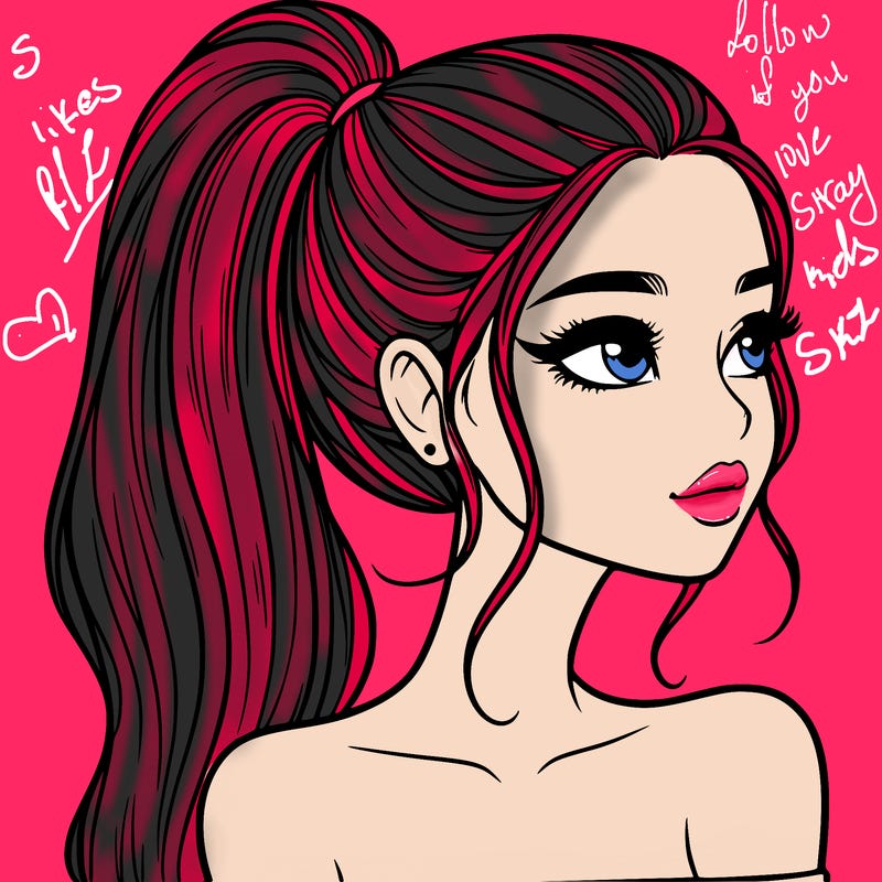 a beautiful and realistic girl with a high pony tail